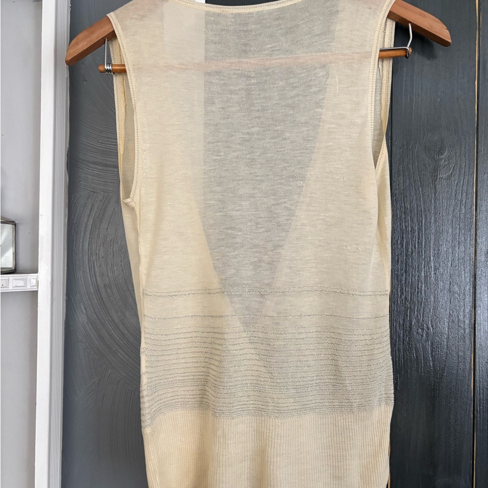 Theory Cream Deep V-Neck Sleeveless Knit Camisole - Picture 5 of 5